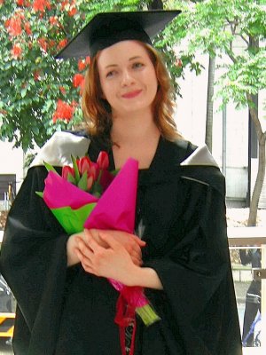 Joanna at her BA (Hons) graduation ceremony in 2008.